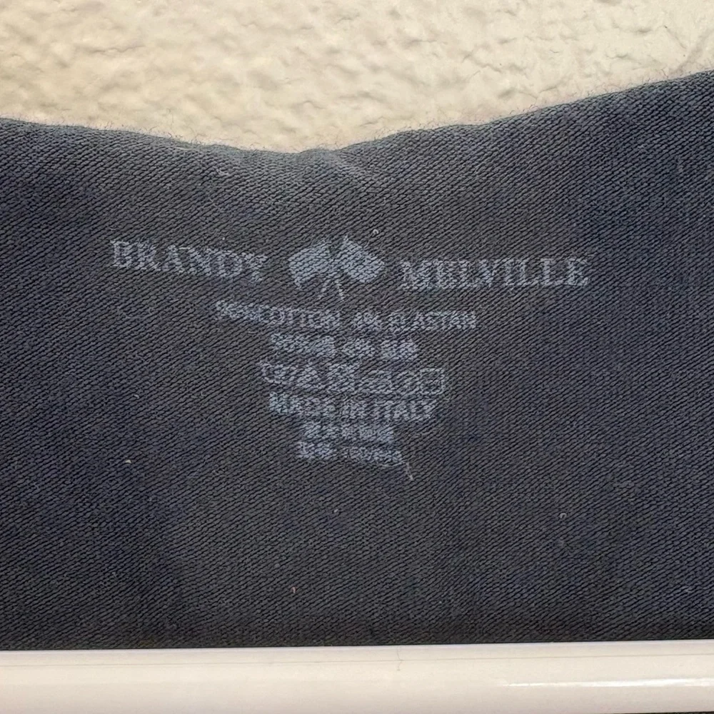 Brandy Melville Navy V Neck Cinched T Shirt - Picture 2 of 3